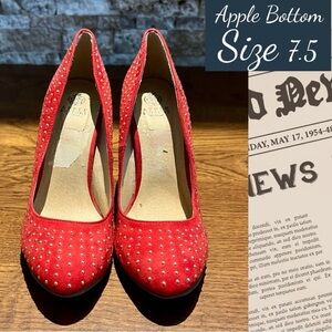 Women’s Apple Bottom APPLE Red Suede High Heels Size 7.5